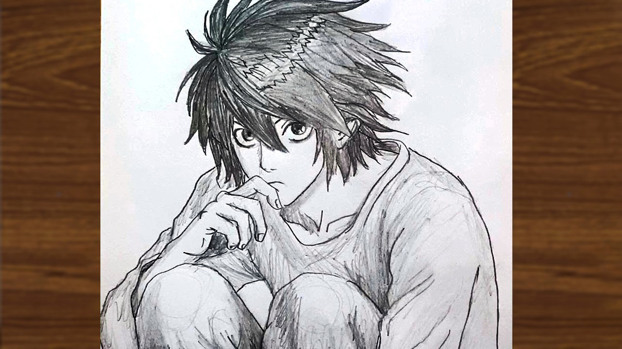L from Death Note Pencil Sketch | Realistic Anime Drawing Tutorial