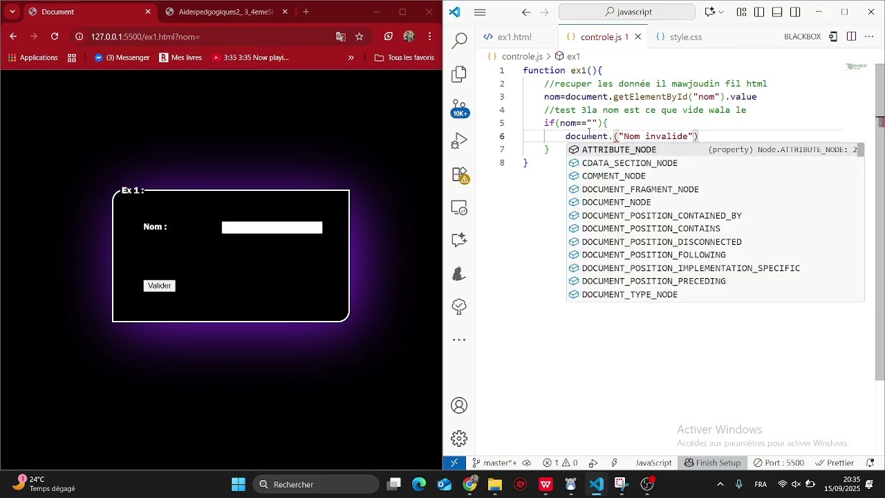 correction série javascript Bac info
