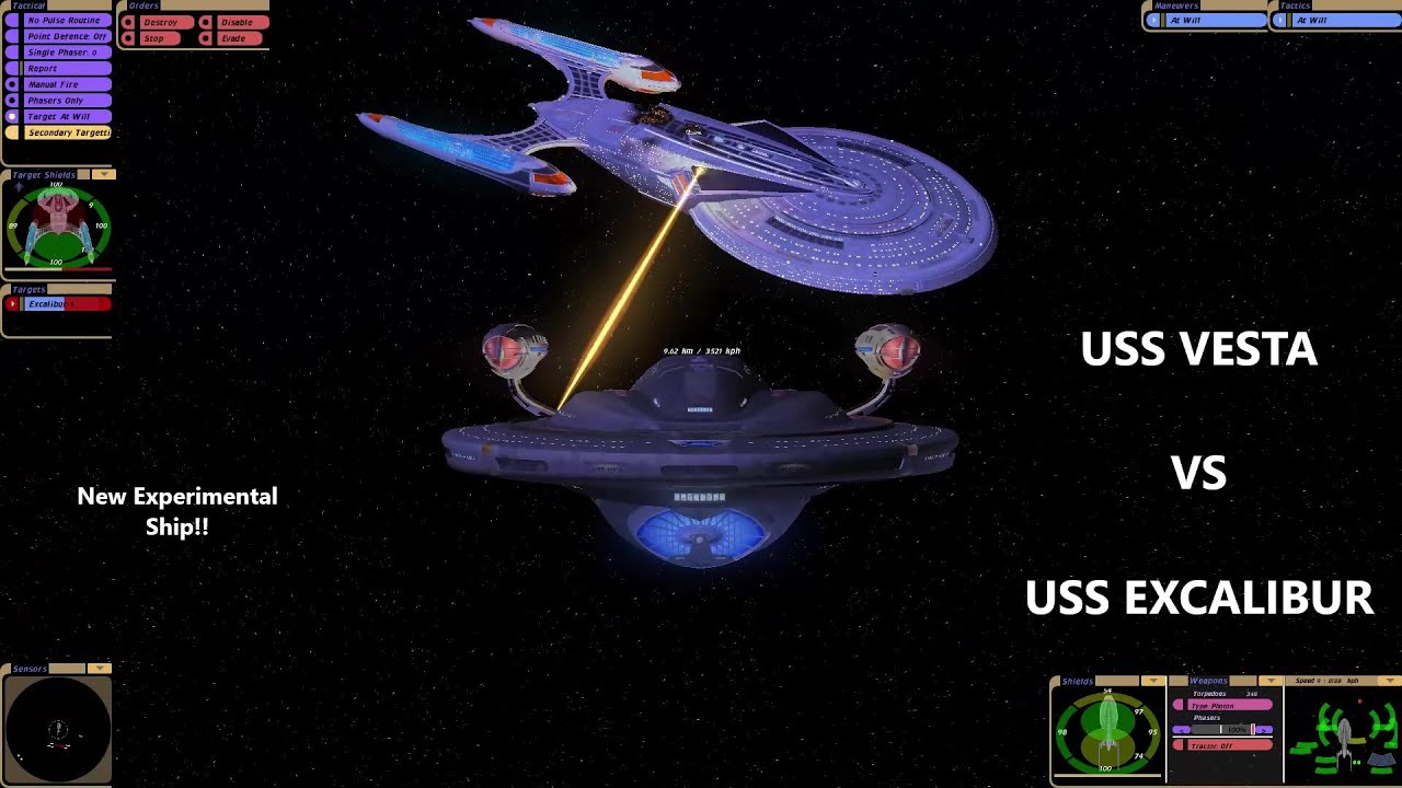 Experimental USS Vesta VS USS Excalibur | New Ship | Star Trek Ship Battle | Bridge Commander |