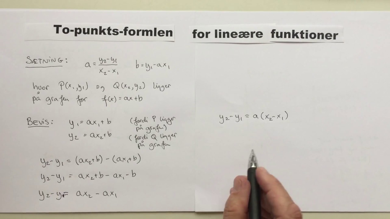 To-punkts-formel for  lineær funktion