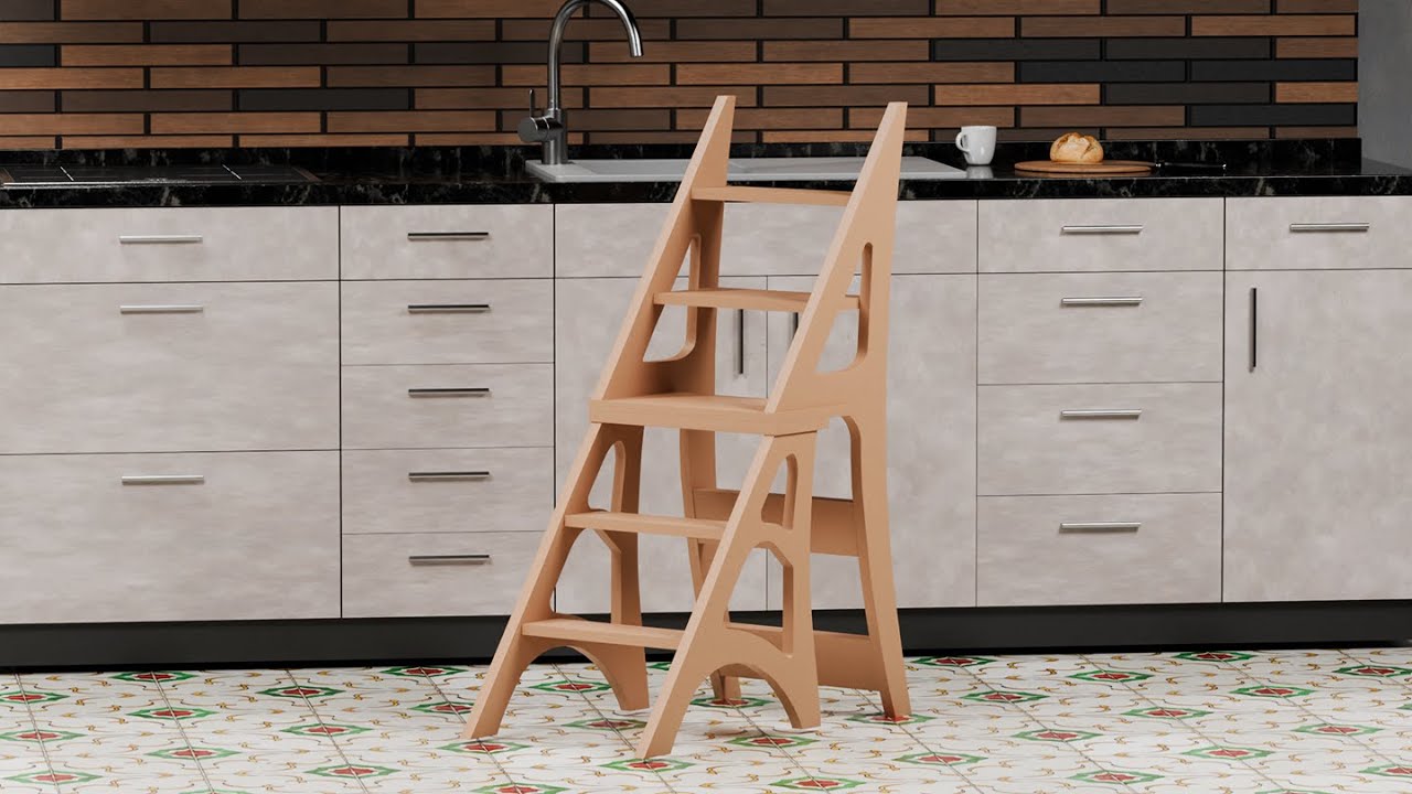 Solid Wood Folding Ladder Chair | Step Stool for Kitchen Ideas