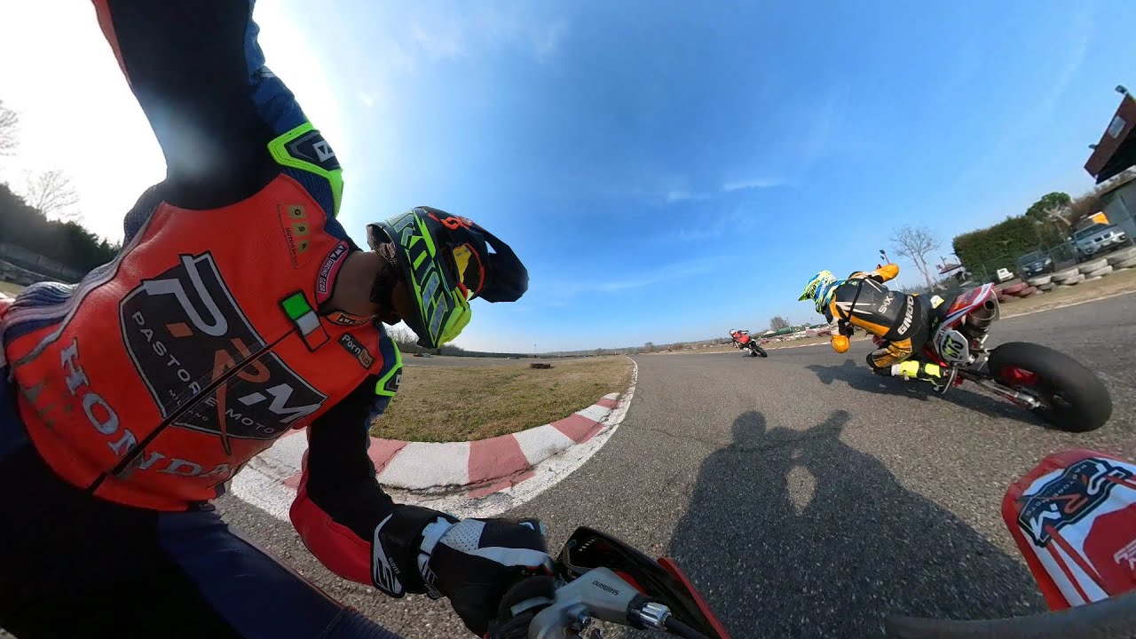 Pit bike on board Chignolo Po pista Le Colline Insta360