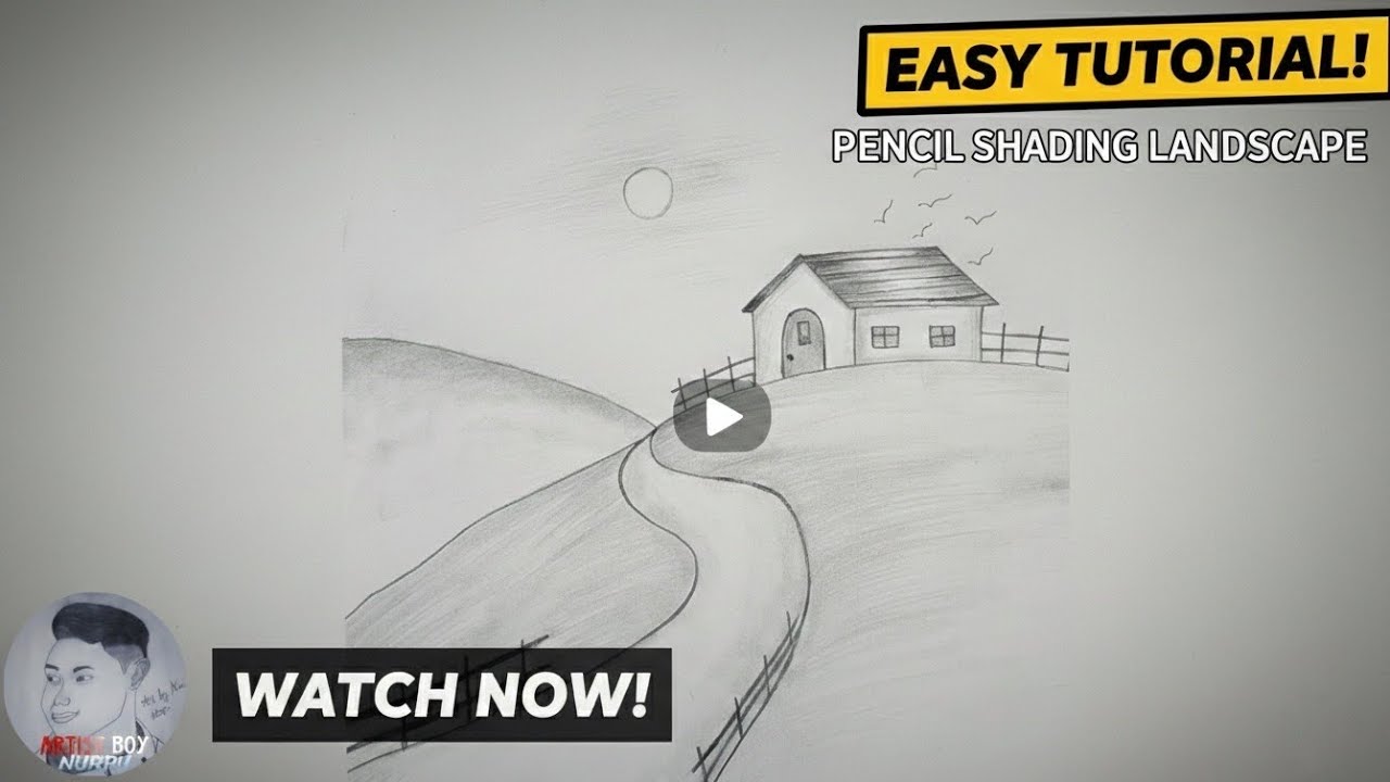 How to draw a Serene Hillside Drawing | Easy step-by-step lesson for beginners 