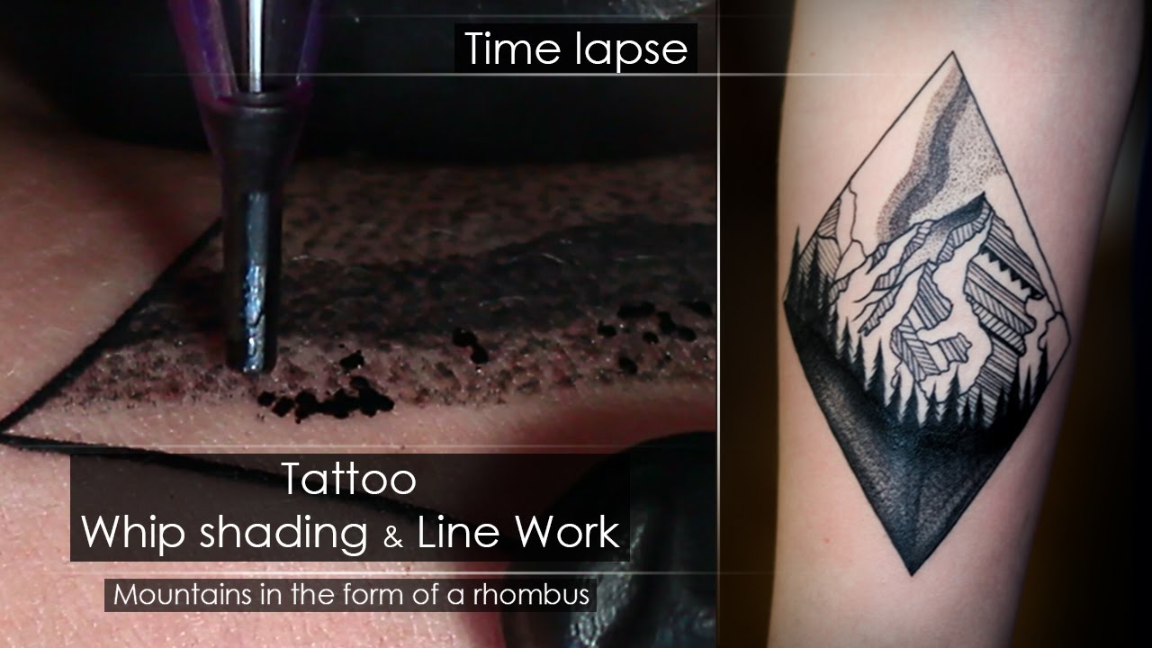 Tattoo techniques - Line work & Whip shading - Close up process [Time lapse] Full HD