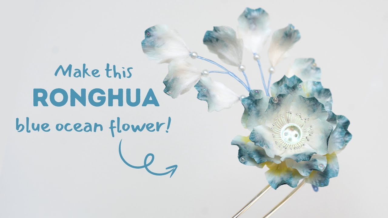 Step-by-step tutorial of crafting a blue silk flower | Blue Ocean Flower Tutorial