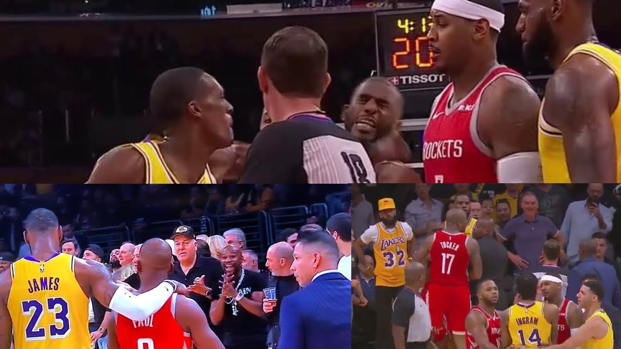 REACTION COMPILATION to FIGHT Cp3 Chris Paul vs Rajon Rondo and Brandon Ingram (Lakers vs Rockets)