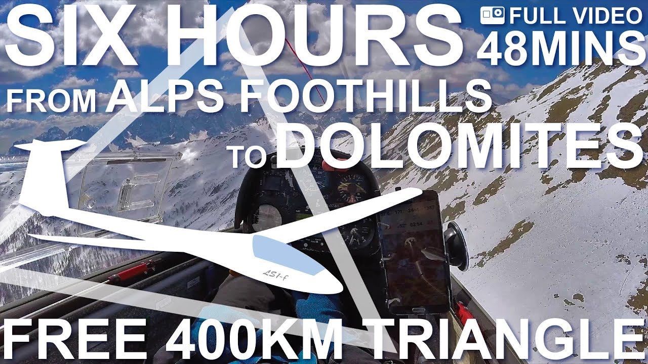 New six hours gliding from Alps foothills to Dolomites - New longest Gliding video on Youtube?