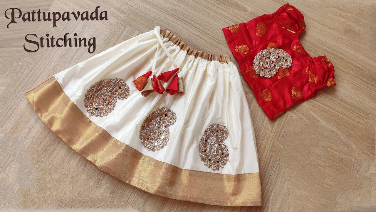 DIY : Kids Pattupavada Cutting and Stitching / Raglan sleeve blouse / 1-2 year baby / vishu special