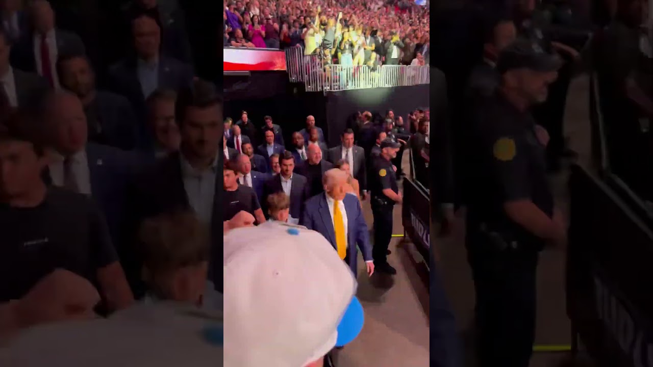 Donald Trump UFC314 Walkout - FIRST TIME AS SITTING PRESIDENT-FRONT ROW #trump #president #ufc #mma
