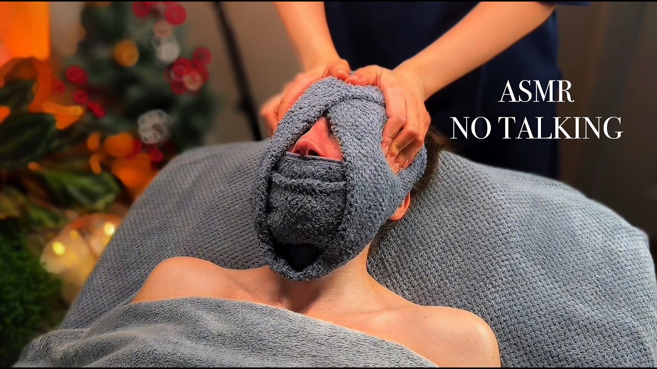 ASMR Hot Towel & Scalp Massage for Deep Sleep | Rain Intro