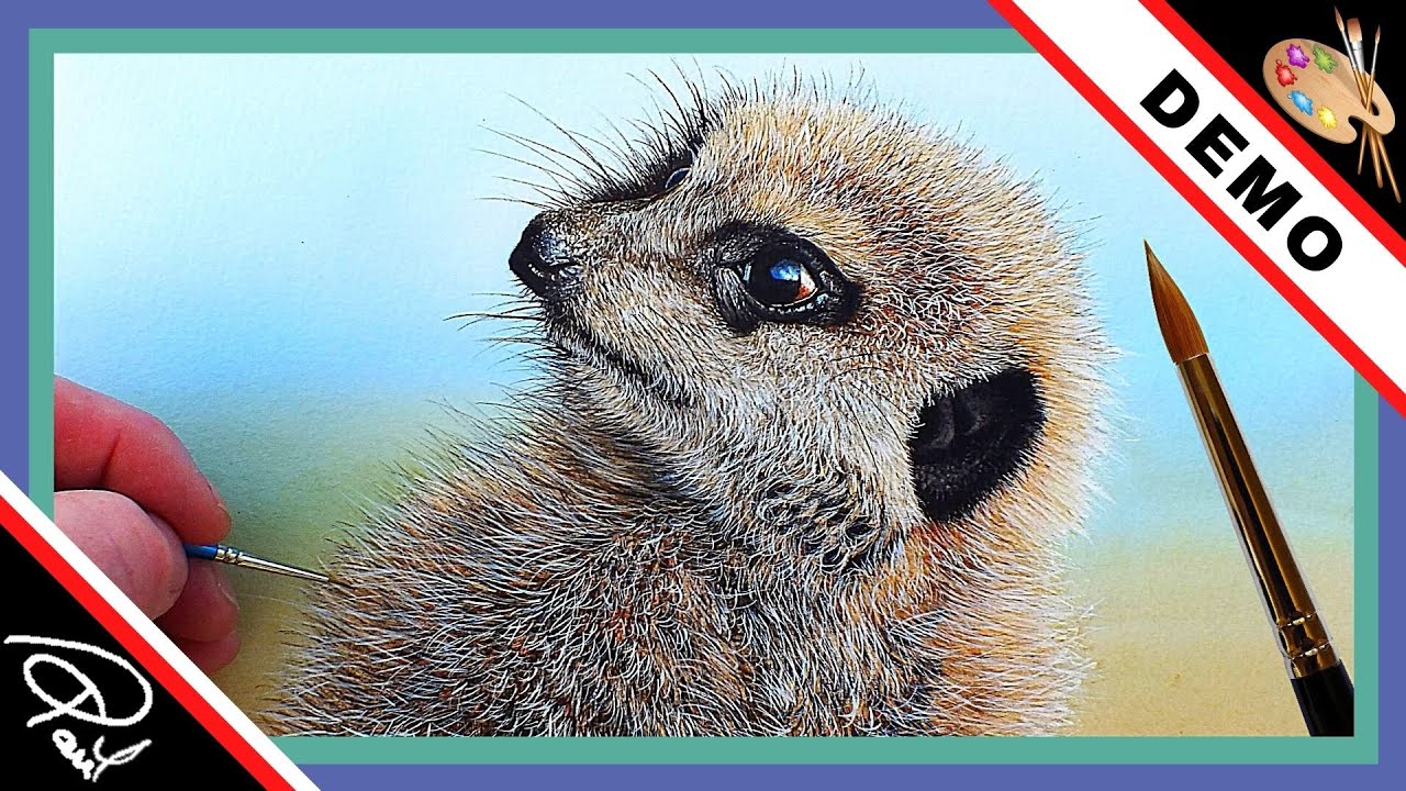 Animal Watercolor – How to Paint Realistic Watercolor Animals (Meerkat)