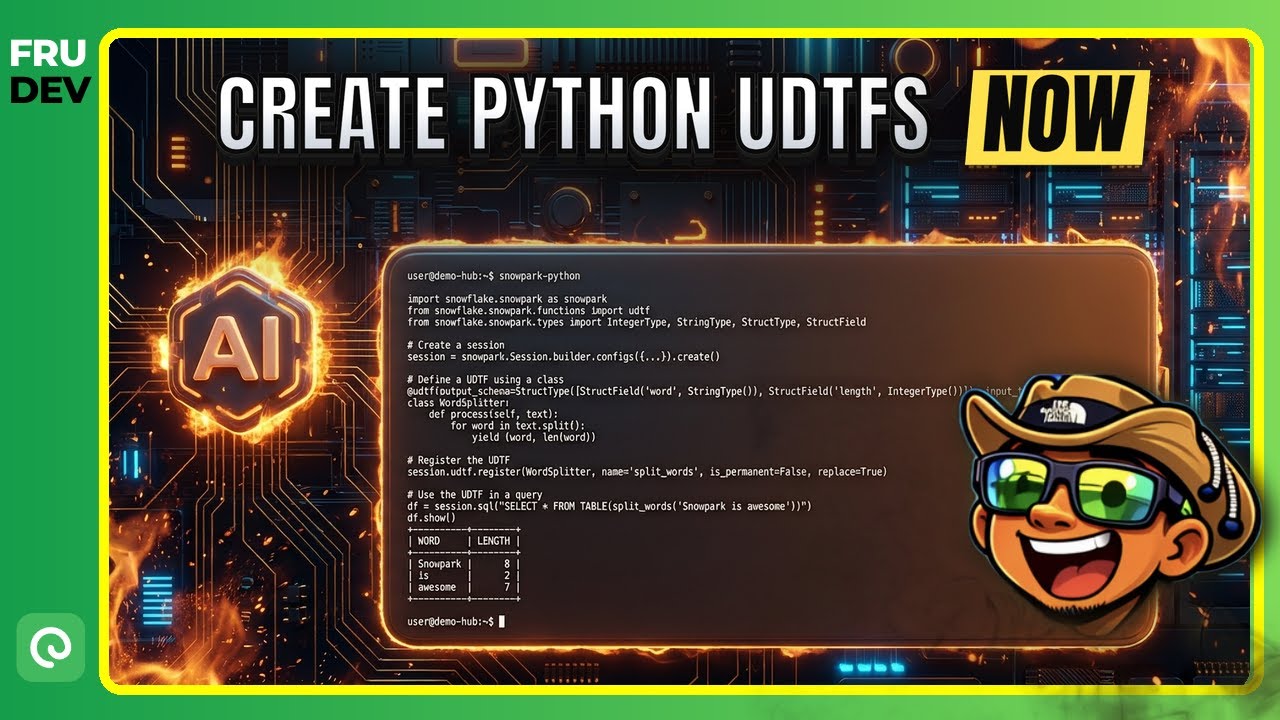 Snowpark | Creating User-Defined Table Functions (UDTFs) in Python with Snowpark API // DemoHub.dev