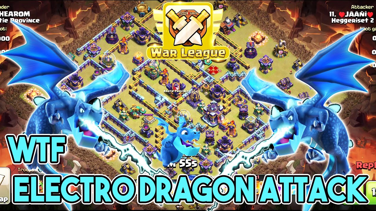Most Electro Dragon Destroy War League Base 3 Star TH15 in Clash of Clans