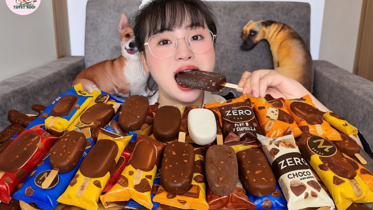 Mukbang Bữa Tiệc Kem Socola Vỏ Giòn Tan Trog Miệng,Béo Ngậy|Crispy Chocolate Ice Cream Party Mukbang