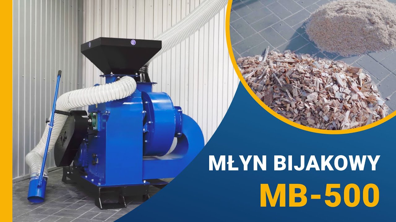 Młyn bijakowy MB-500 do mielenia zrębki, wiórów, zboża, biomasy