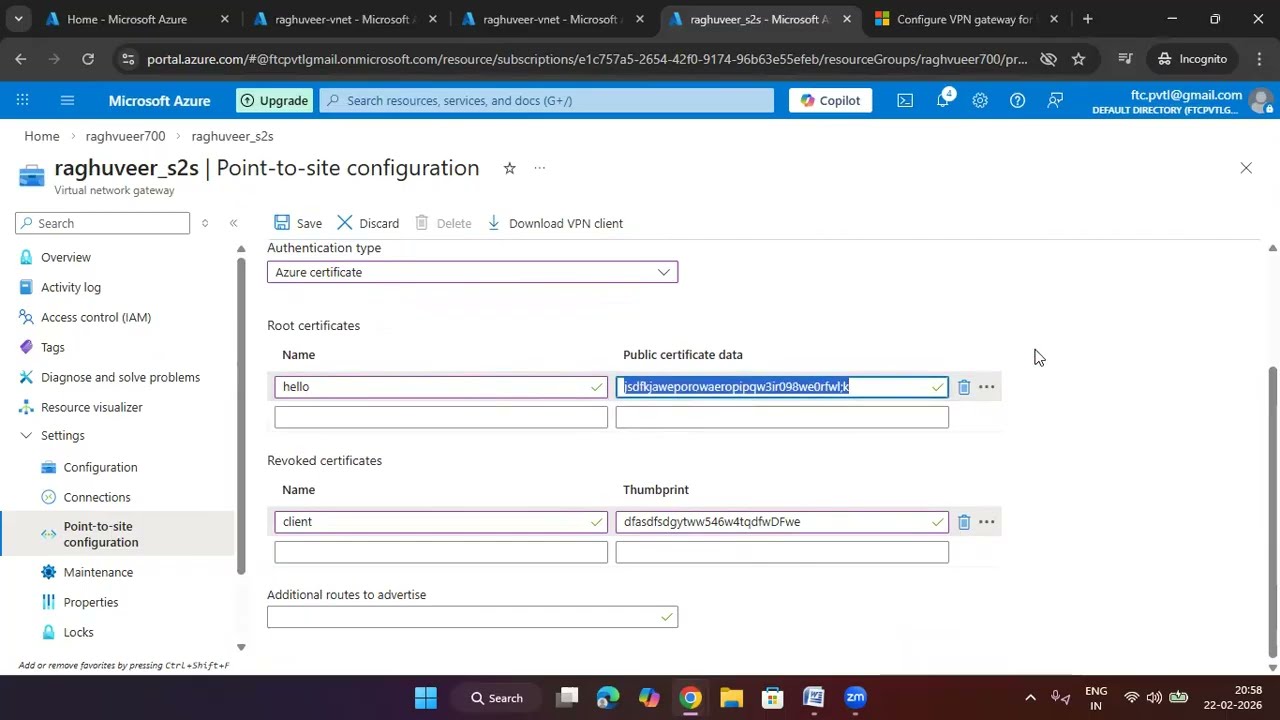 CLOUD | AZURE | Azure Point to Site VPN Lab in Telugu | ✆ WhatsApp 9885573740
