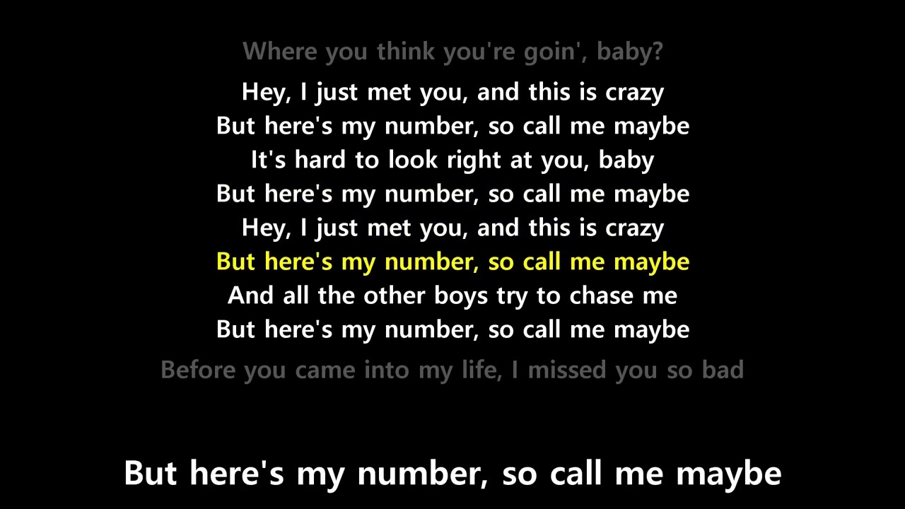 Call Me Maybe (Lyrics) - Carly Rae Jepsen