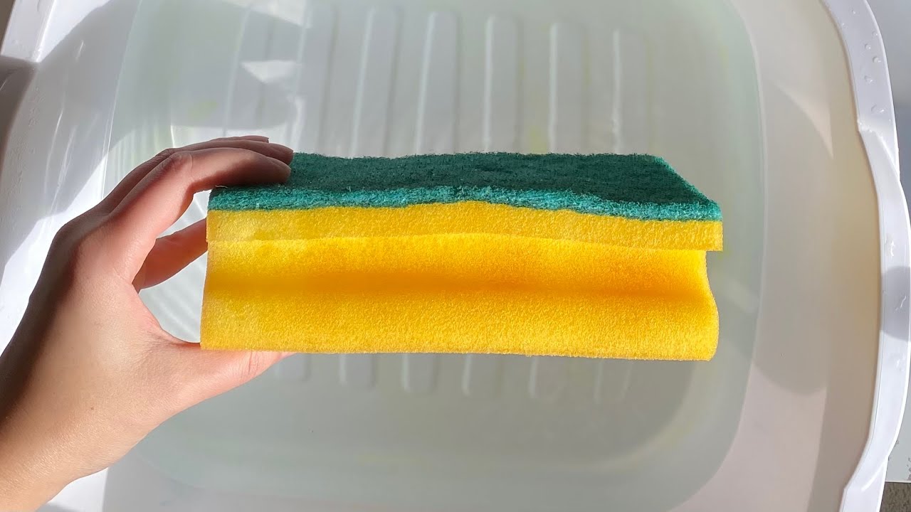 ASMR big ripping + squeezing of giant wallpaper sponge - bleached / soapy jelly 💫