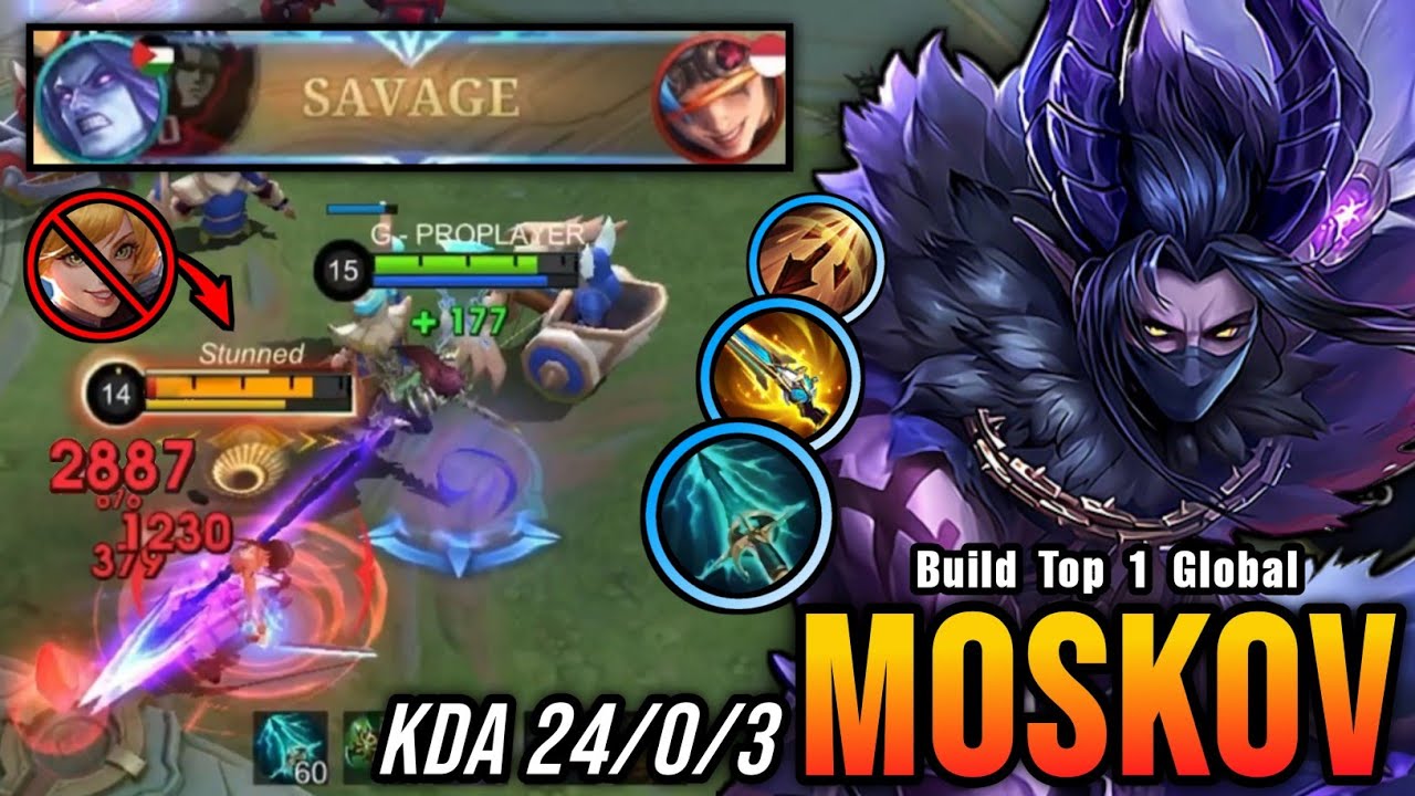 SAVAGE + 24 Kills!! One Shot Build Moskov with New OP Item!! - Build Top 1 Global Moskov ~ MLBB