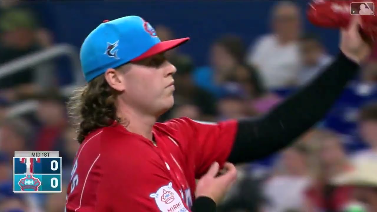 Ryan Weathers, career-high 11 K's in 6 innings vs the Rangers on 6/1/24