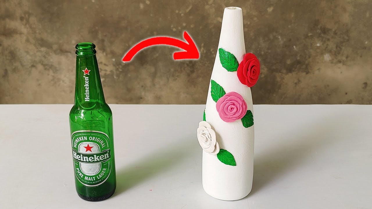 Beer bottle flower vase making - Clever ways to reuse beer bottles