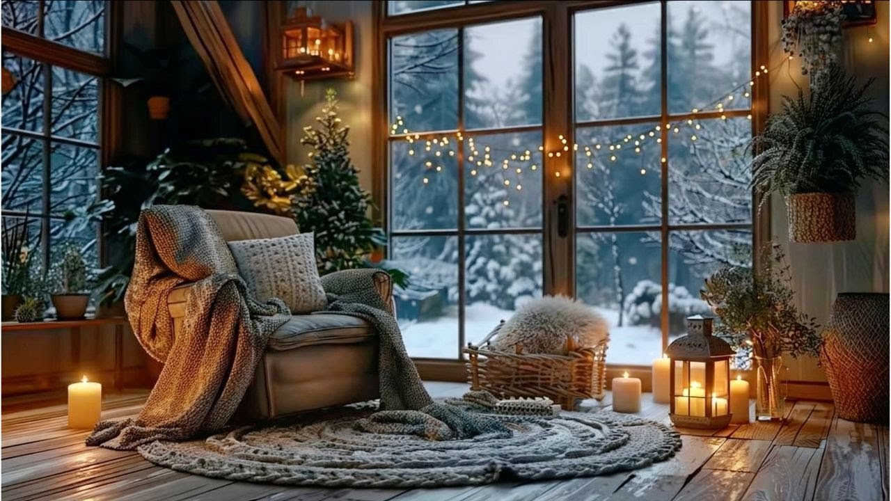 Cozy Winter Piano Music ❄️ Relaxing & Calming Piano for Sleep, Study, Focus | Snowy Night Ambience