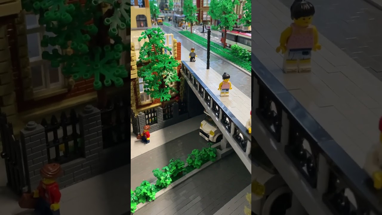 curved road under fantastic bridge - LEGO&reg; and Bricks - (Stadt Baustein)