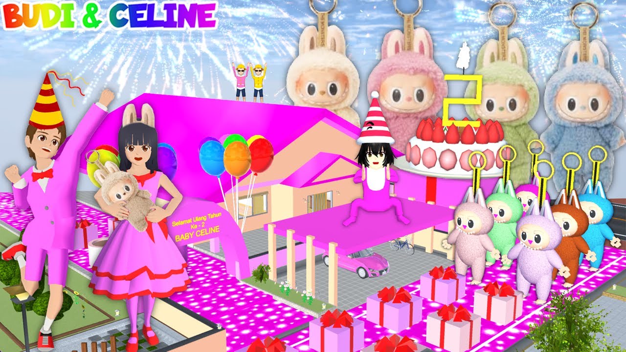 Baby Celine Ulang Tahun Ke-2🎉 Yuta Mio Beri Surprise & Kado Serba Boneka Labubu Warna-warni | Sakura