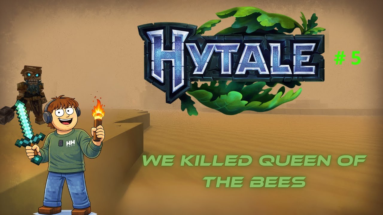 SANDSTORM AND BOSSFIGHT WITH QUEEN OF THE BEES!!! - HYTALE EP05