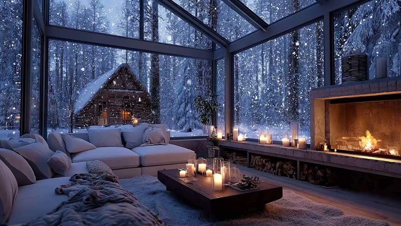 🎹 Peaceful Winter Piano ❄️ Warm Fireplace & Snow Ambience for Study, Relax & Heal