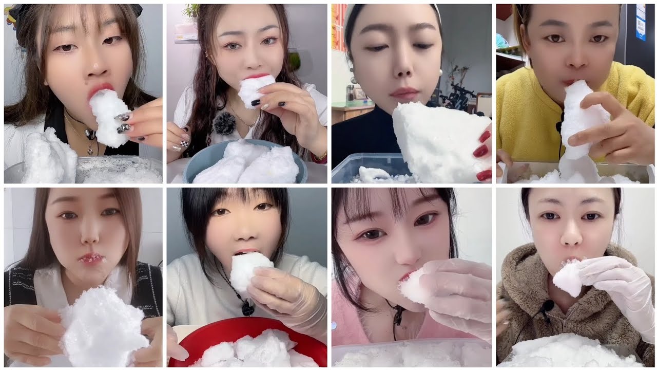 Ice Eating Asmr ❄️ Squeaky Ice Bites 🧊 White Ice Eating Compilation 🤍 (Request) #iceeating 
