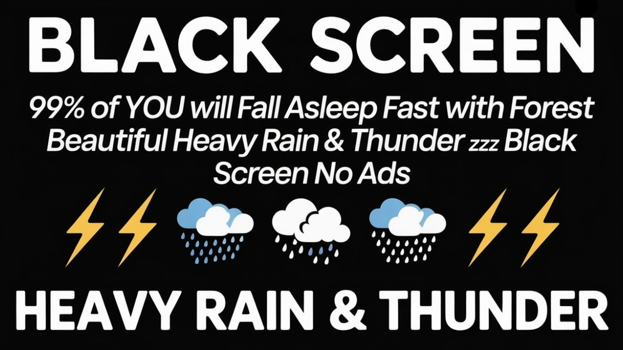 Thunderstorm Sounds with Heavy Rain for Sleeping Peacefully on Black Screen at Night 20