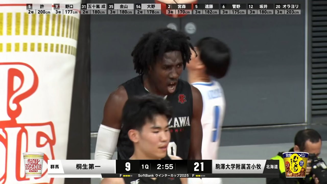 【Softbankウインターカップ2025】桐生第一 vs 駒大苫小牧 男子2回戦ハイライト[高校バスケ]