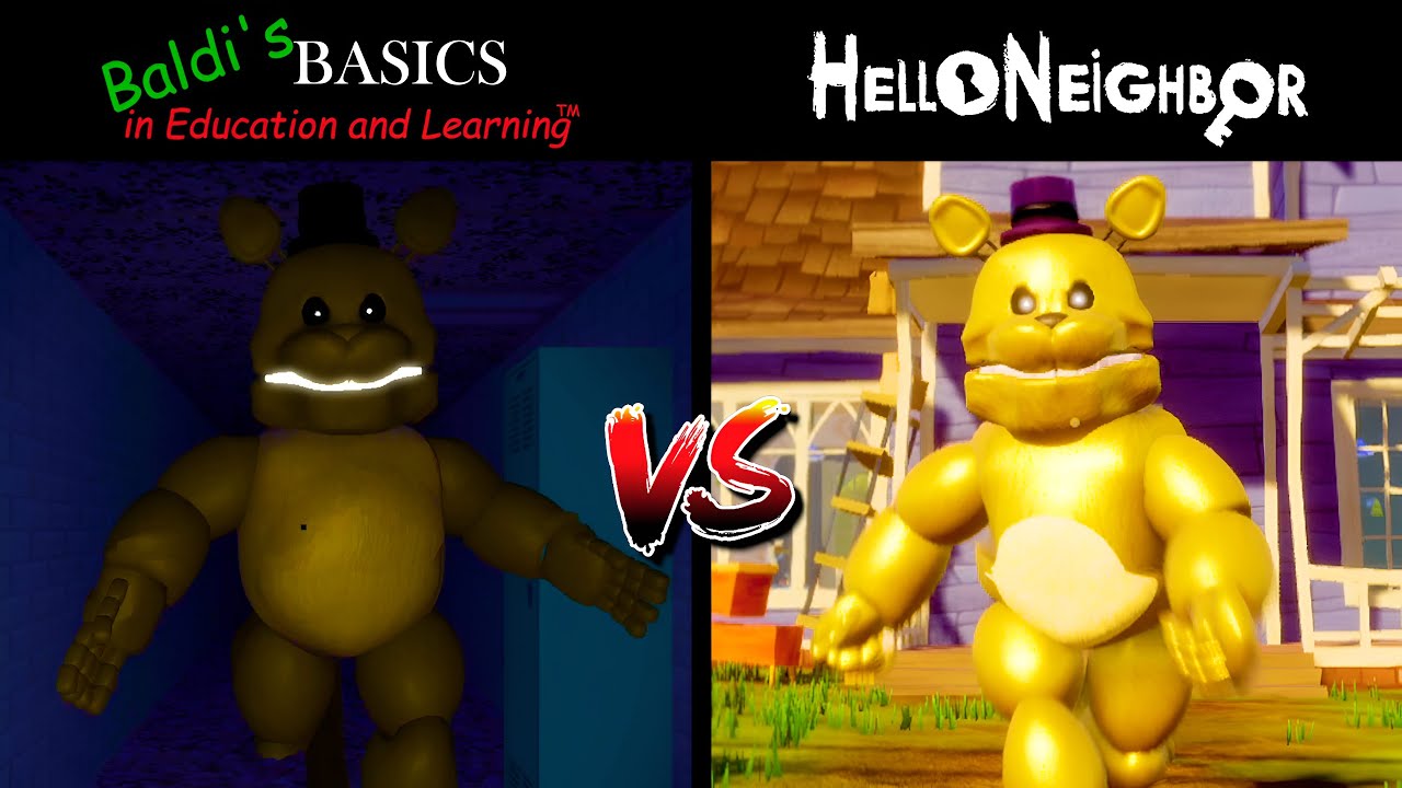 Fredbear in Hello Neighbor vs Fredbear in Baldi's Basics Classic – Full Comparison