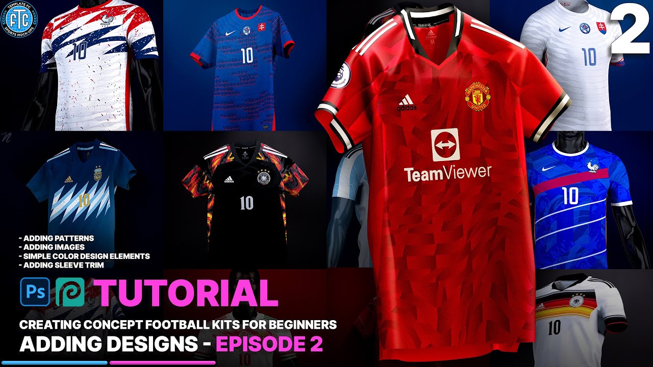 Adding Designs - How to Create Concept Football Kits - Ep. 2 | Photoshop/Photopea Tutorial