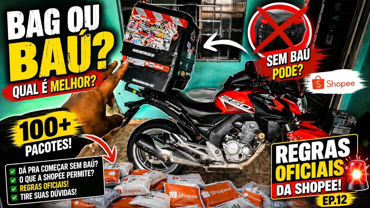 BAG OU BAÚ? Saiba as REGRAS OFICIAIS da Shopee para Entregadores de Moto