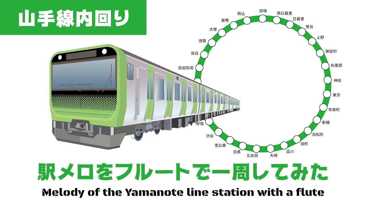 【フルート】山手線内回り駅メロフルートで一周してみた　YamanoteLine Melody【演奏してみた】FLUTE