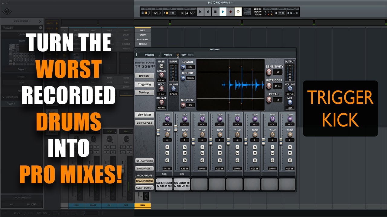 Turn the WORST Recorded DRUMS into PRO SOUNDING with TRIGGER!