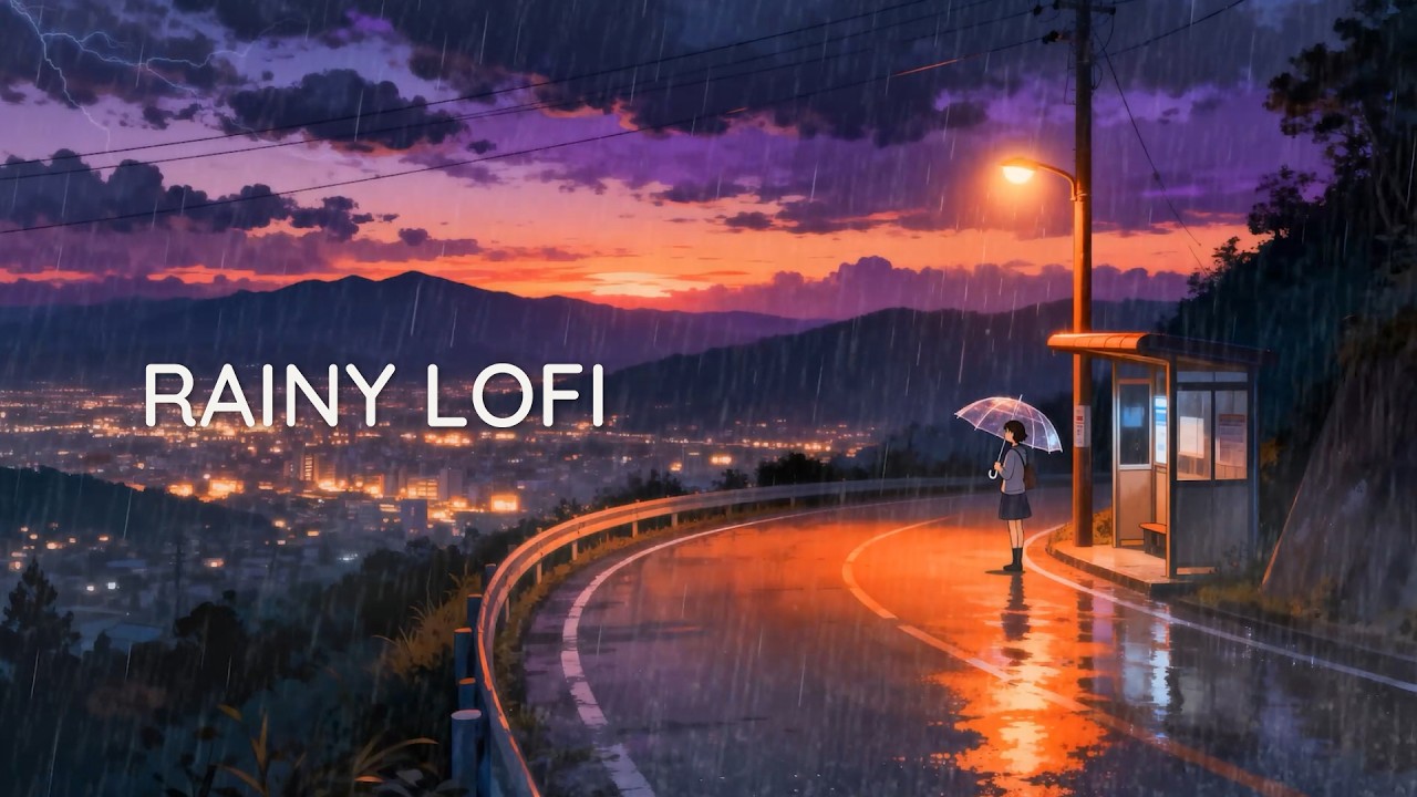 Rainy Lofi for Studying & Focus | Cozy Hillside Night
