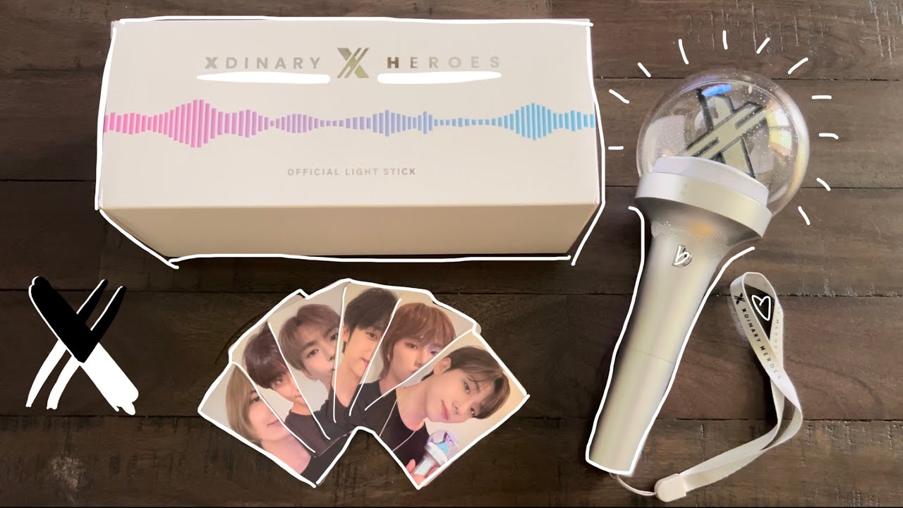 unboxing xdinary heroes first official light stick + jypshop exclusives 🤟🏻🎸