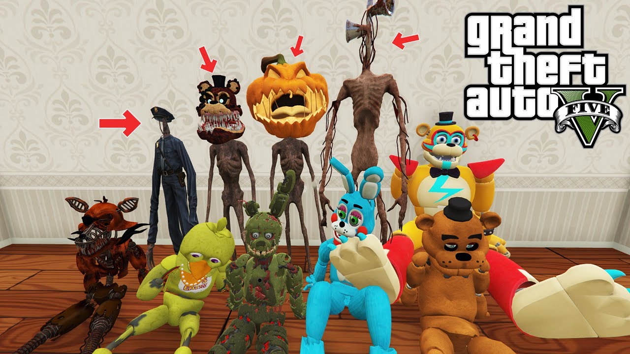 SIREN HEAD KARDEŞLER FİVE NİGHT AT FREDDY'S KAVGA EDİYOR - GTA 5