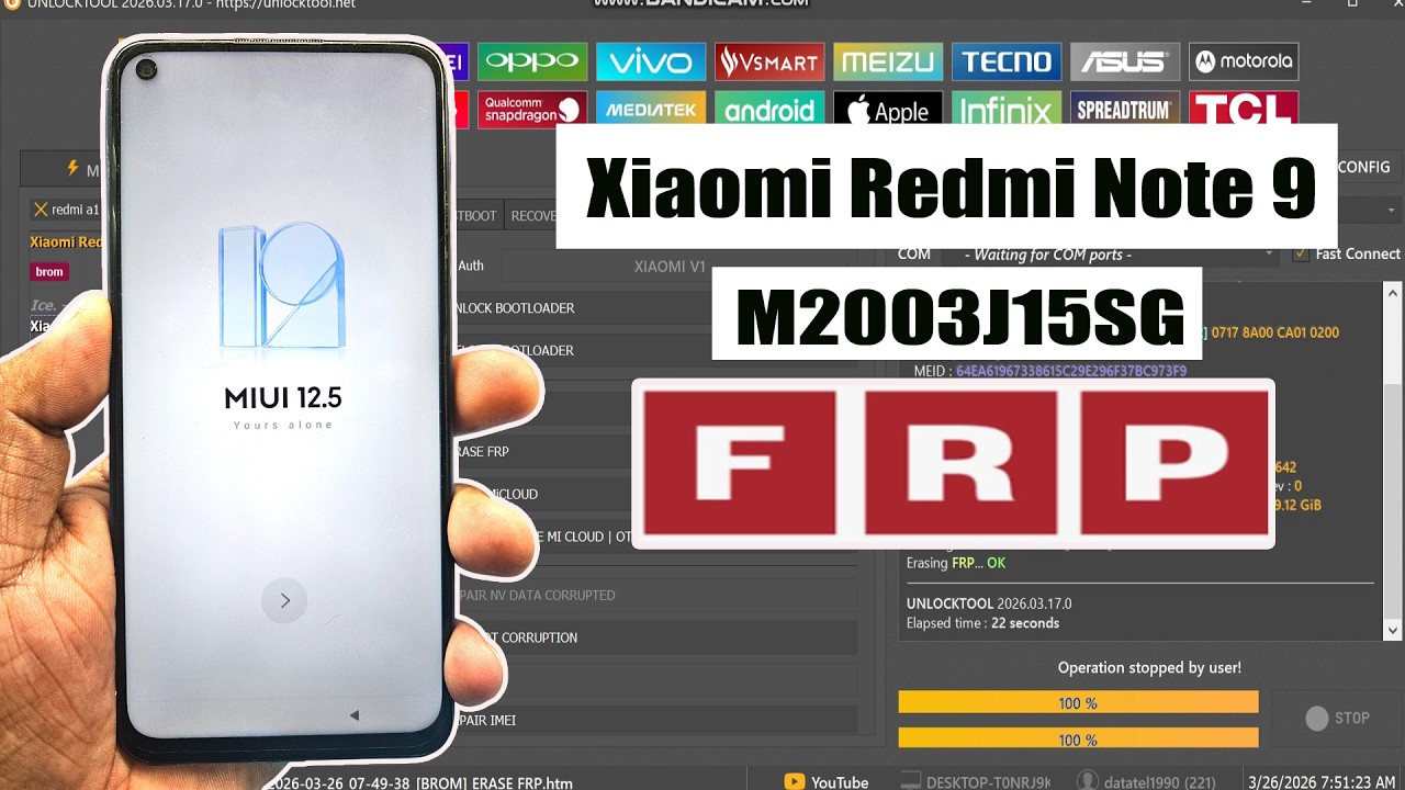 Xiaomi Redmi Note 9 - M2003J15SG FRP Bypass Unlock Tool