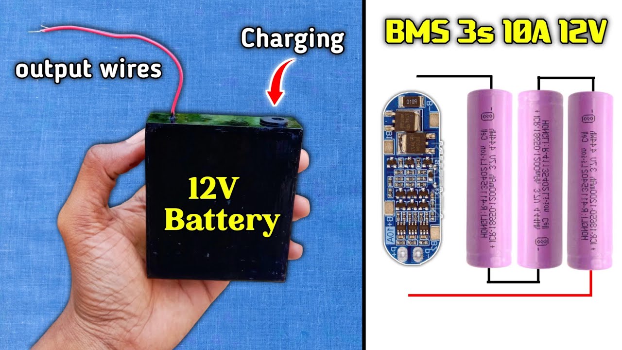 How To Make 12V Battery Using 3s 10A 12V BMS Lithium ion 18650 Battery