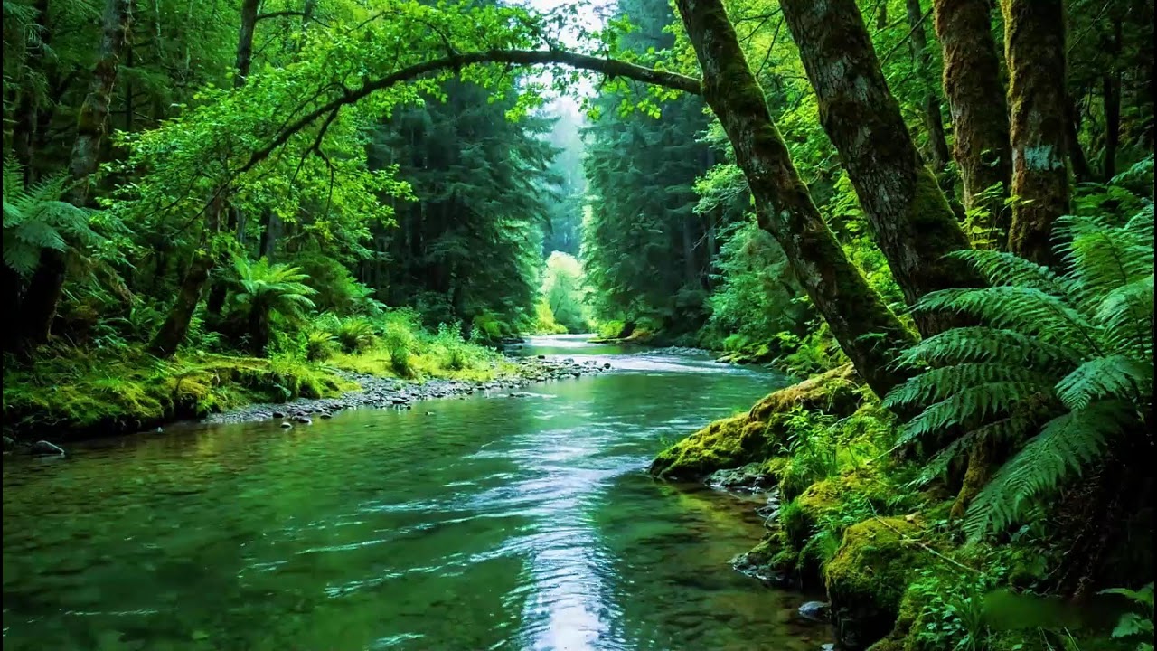 Deep Calm Forest Ambience | River Flowing in Hidden Forest | Birds Chirping Softly in Nature