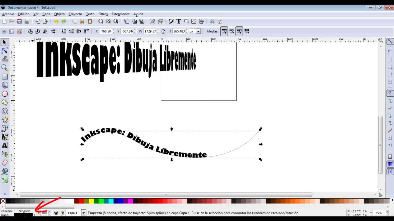 Aprendiendo Inkscape: Creando texto en perspectiva y poniéndolo sobre un trayecto. | Quetzal Studio.
