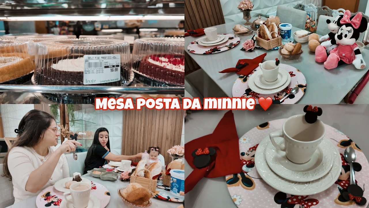 MESA POSTA TEMÁTICA DA MINNIE + CAFÉ DA TARDE DELÍCIA ❤️