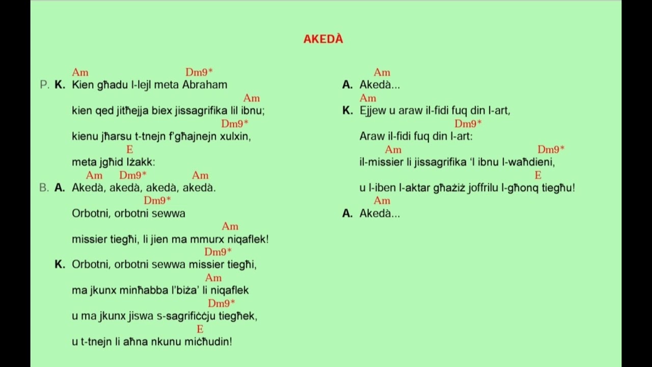 Akedá - Kant Mixja Neokatekumenali