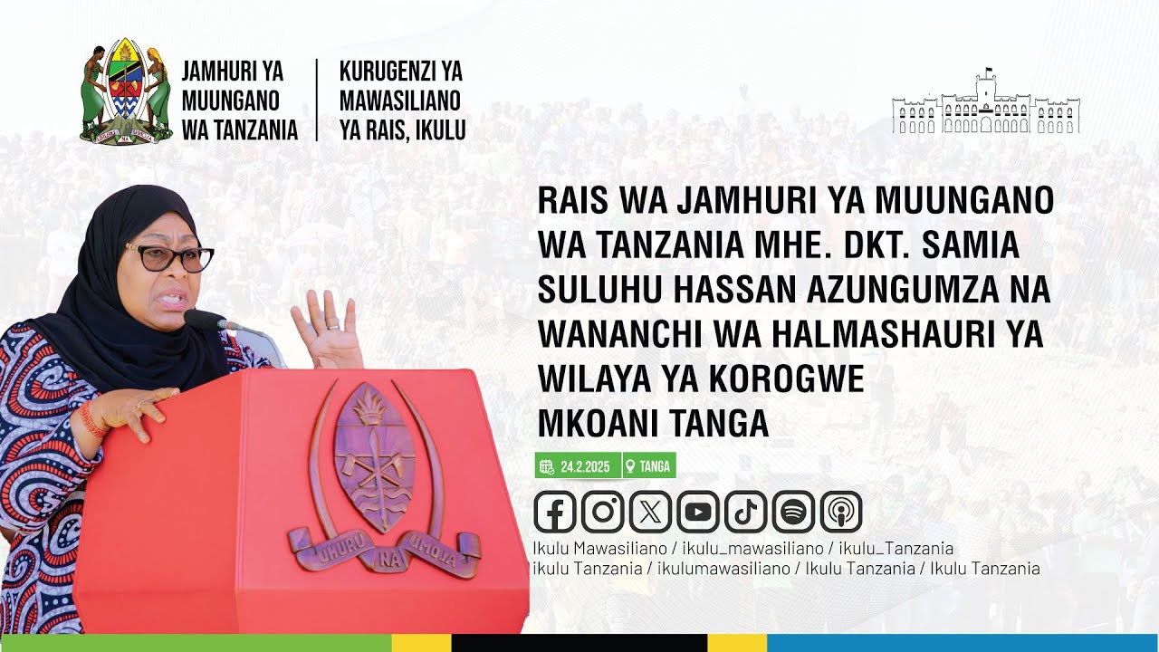 HOTUBA YA RAIS DKT. SAMIA WAKATI AKIZUNGUMZA NA WANANCHI KOROGWE