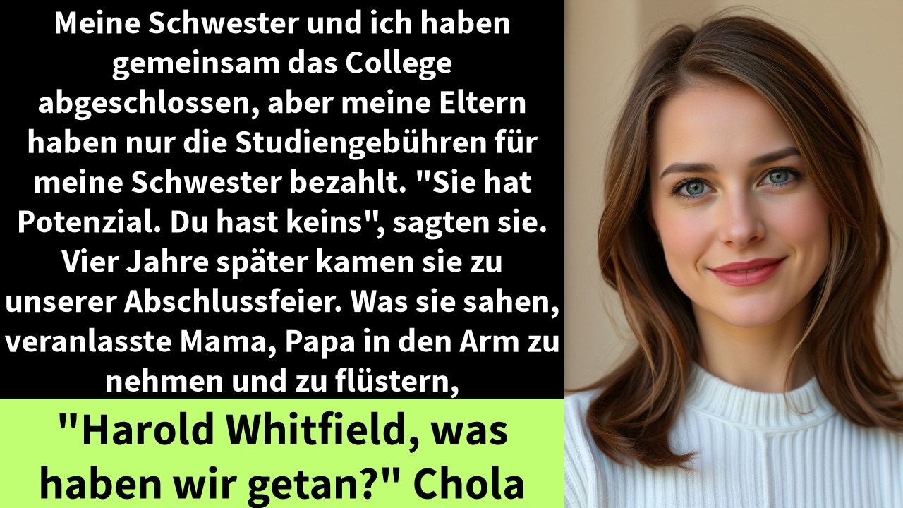 Meine Schwester und ich haben gemeinsam das College abgeschlossen, aber meine Eltern haben nur die